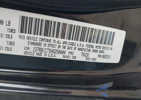2010 Dodge Ram 1500 Slt/Sport/Trx z USA, uszkodzony, nr VIN 1D7RB1CT5AS250004